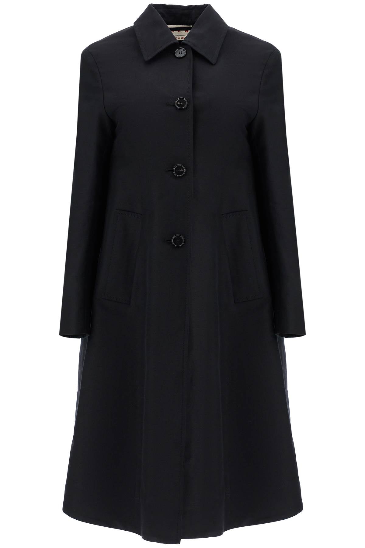 Marni Dustercoat Minimalist Black Cotton Raincoat