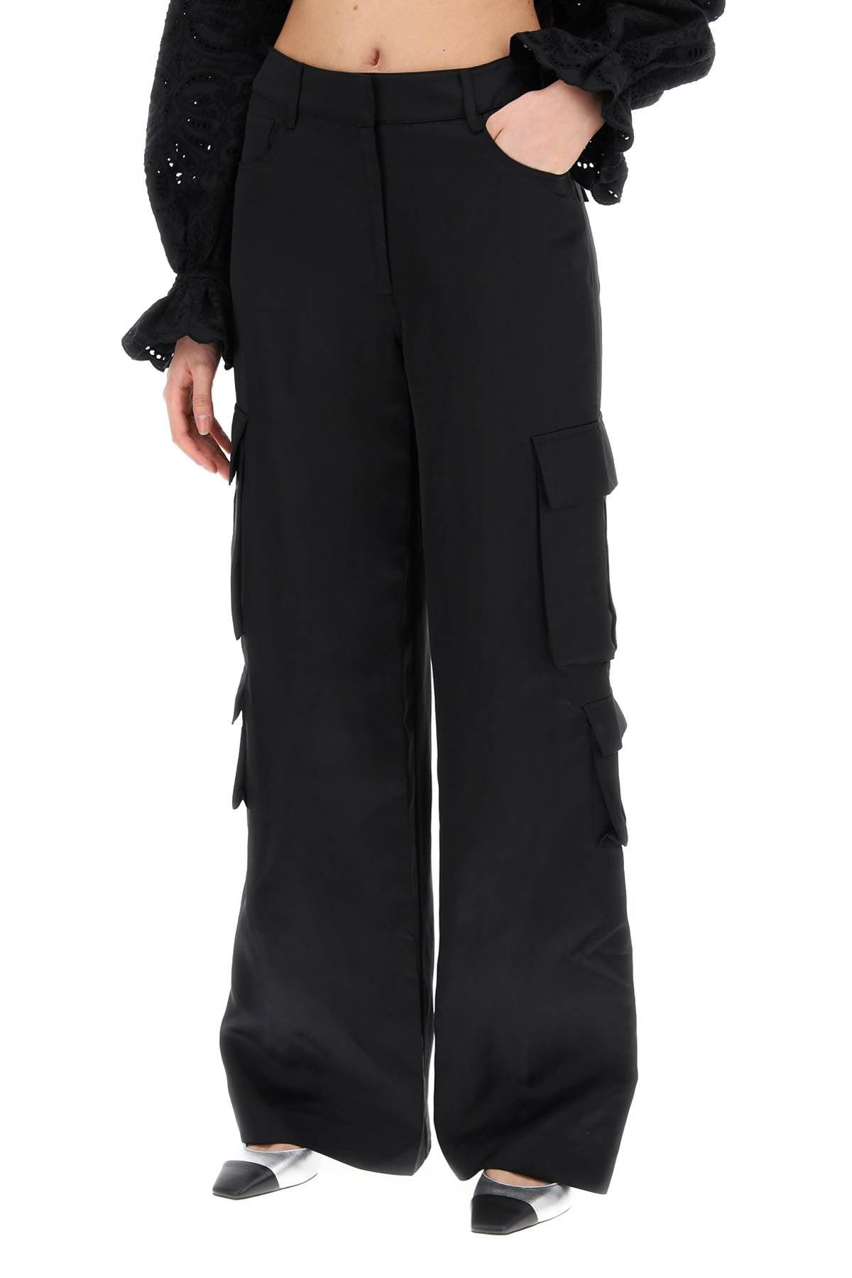 Self Portrait Satin Cargo Pants