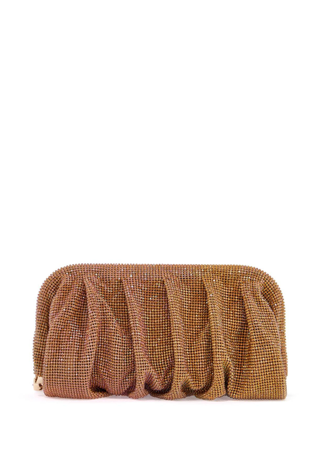 Benedetta Bruzziches Venus La Grande Gold Pleated Rhinestone Mesh Clutch