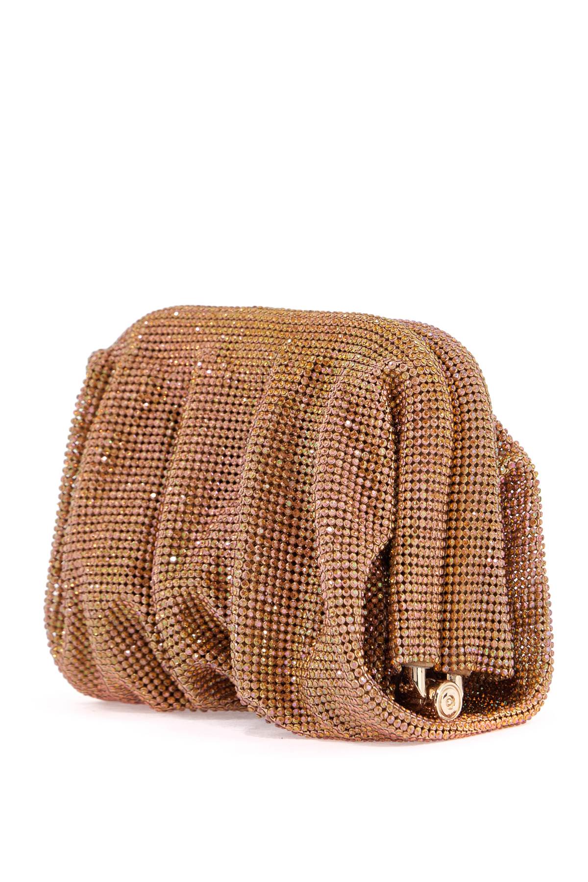 Benedetta Bruzziches Venus La Petite Clutch In Gold Strass Mesh