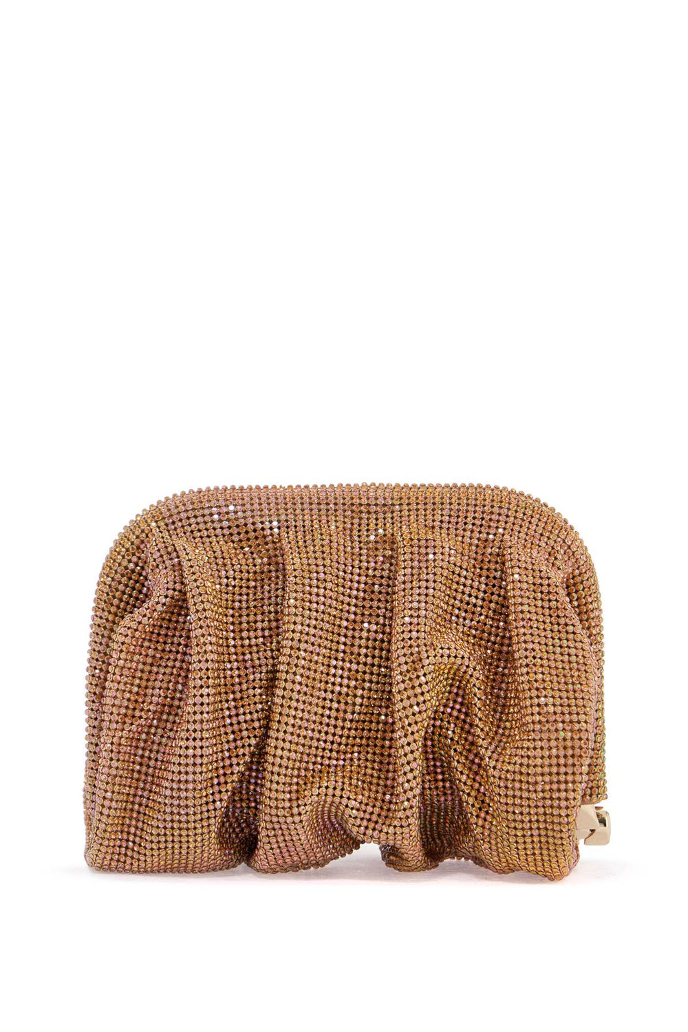 Benedetta Bruzziches Venus La Petite Clutch In Gold Strass Mesh