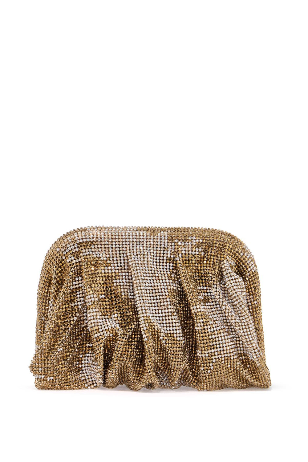 Benedetta Bruzziches Clutch Bag In Sparkling Gold Rhinestone Mesh