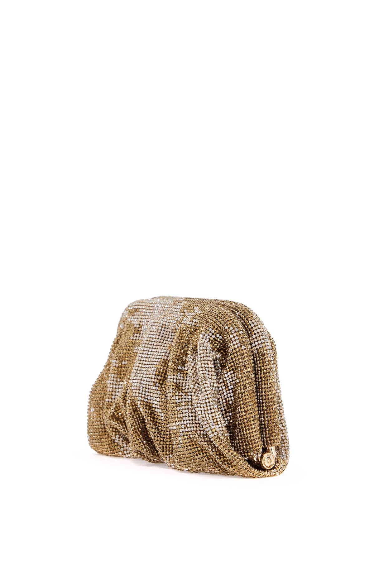 Benedetta Bruzziches Clutch Bag In Sparkling Gold Rhinestone Mesh