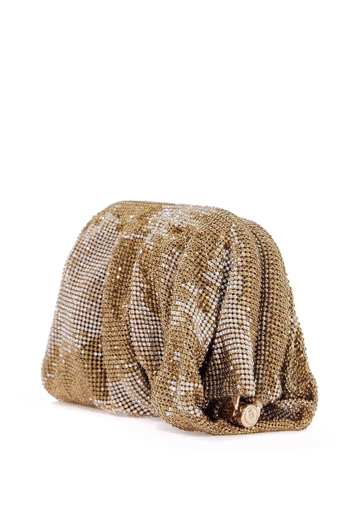 Benedetta Bruzziches Clutch Bag In Sparkling Gold Rhinestone Mesh