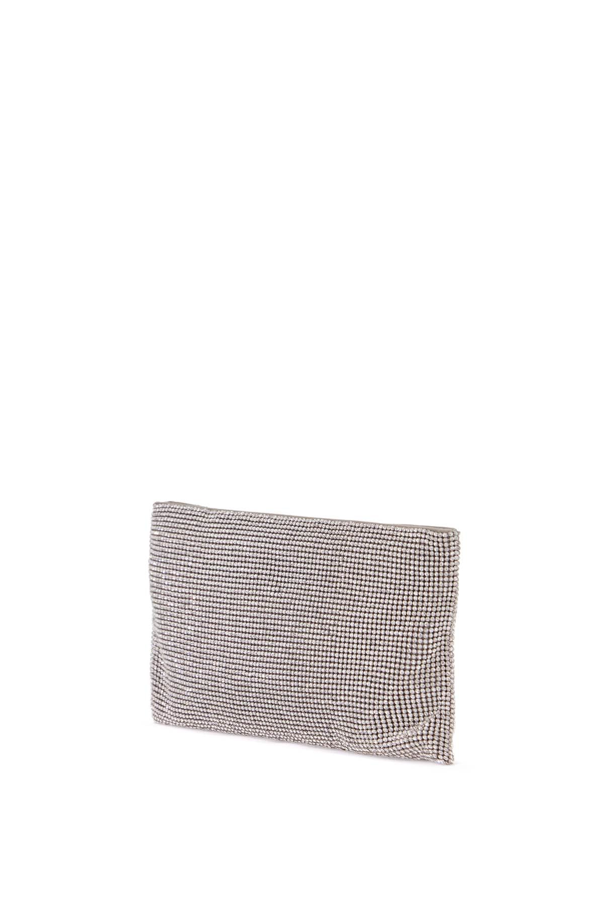 Benedetta Bruzziches La Petite Clutch Bag In Crystal On Silver With Shoulder Strap