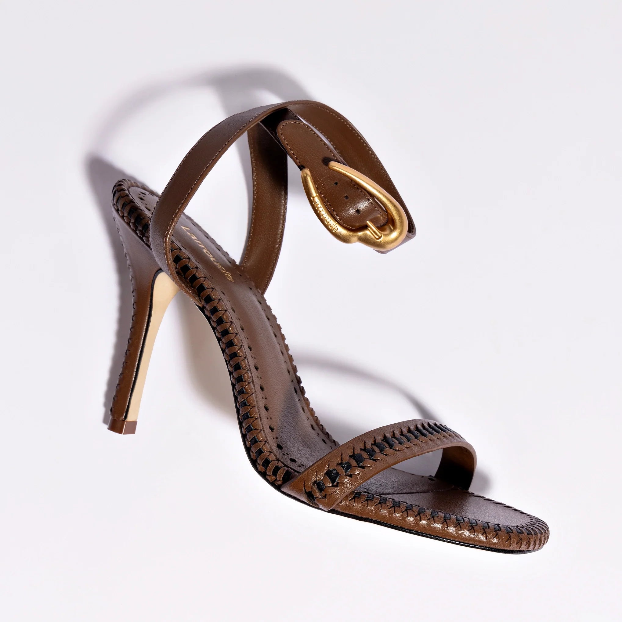 Larroude Verona Sandal In Burnt Umber Leather