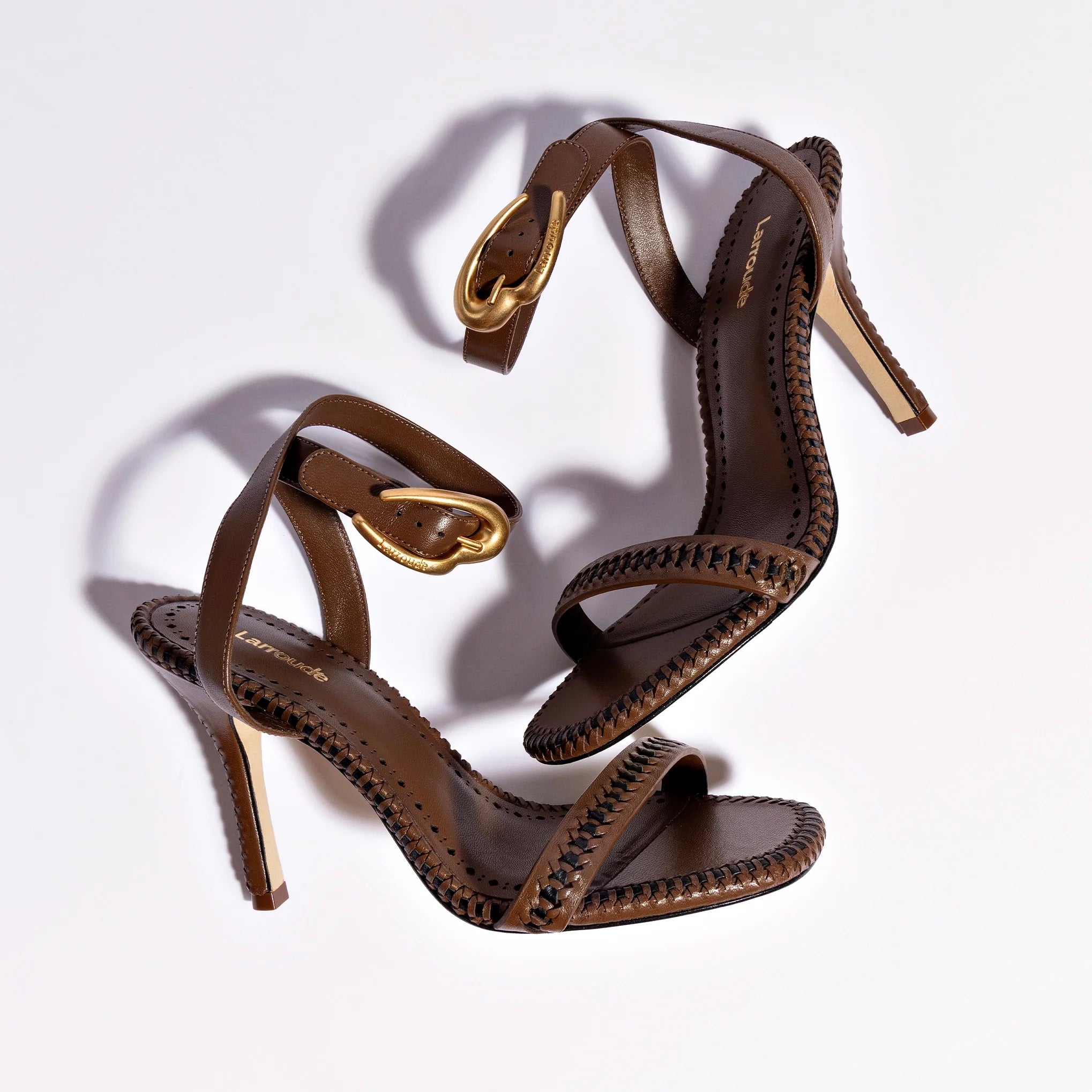 Larroude Verona Sandal In Burnt Umber Leather