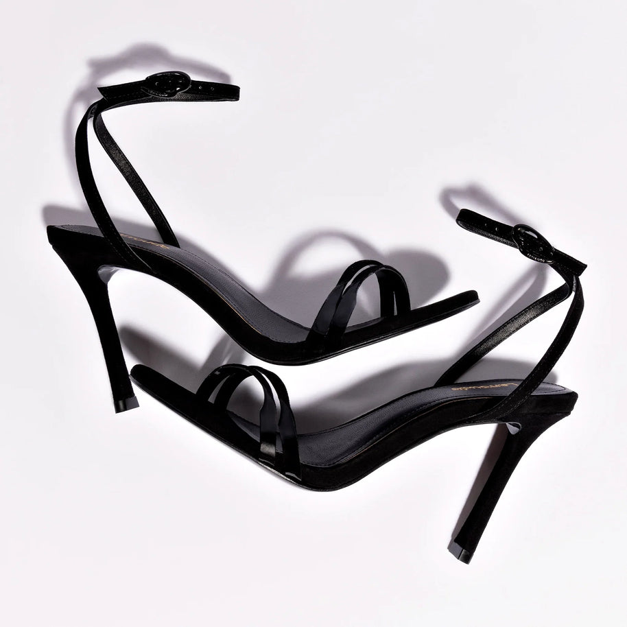 Larroude Vesper Sandal In Black Suede
