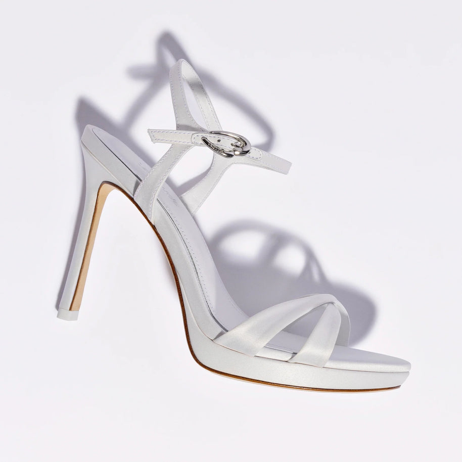 Larroude Angelina Sandal In White Satin