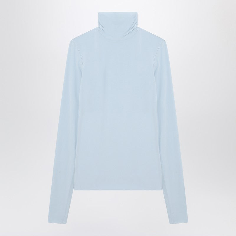Sportmax Light Blue Jersey Knit Turtleneck Sweater