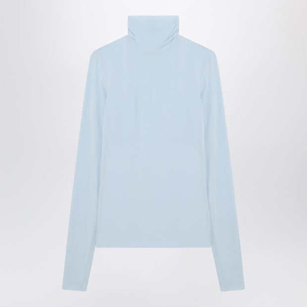 Sportmax Light Blue Jersey Knit Turtleneck Sweater