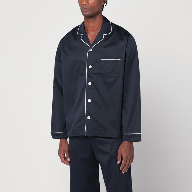 Tekla Blue/white Pyjama Shirt