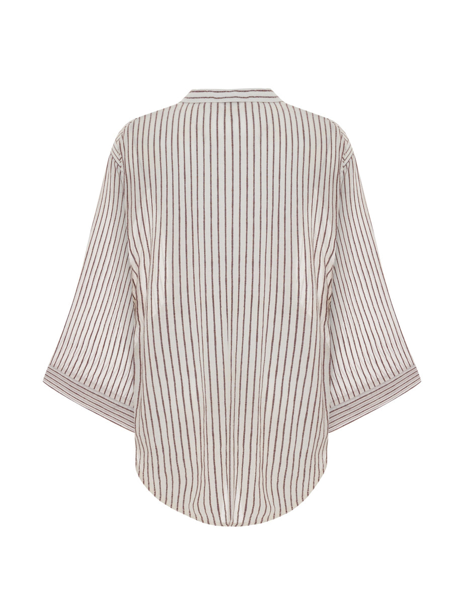The Handloom Sade Top - Burgundy Stripes