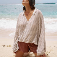 The Handloom Sade Top - Burgundy Stripes
