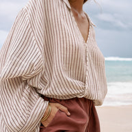 The Handloom Sade Top - Burgundy Stripes