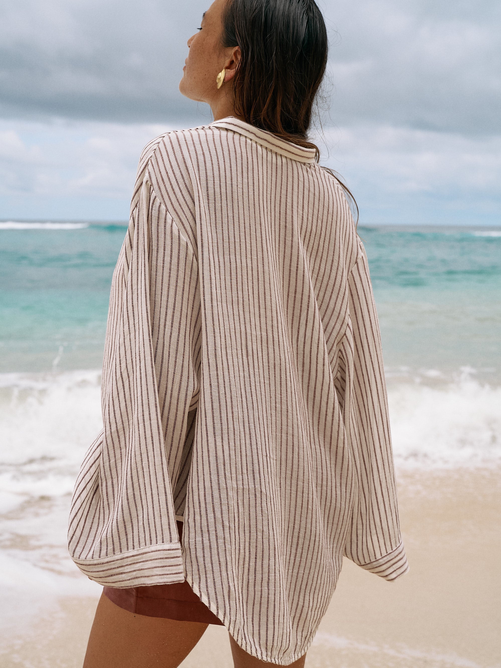The Handloom Sade Top - Burgundy Stripes