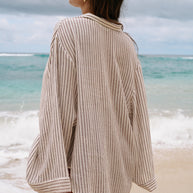 The Handloom Sade Top - Burgundy Stripes