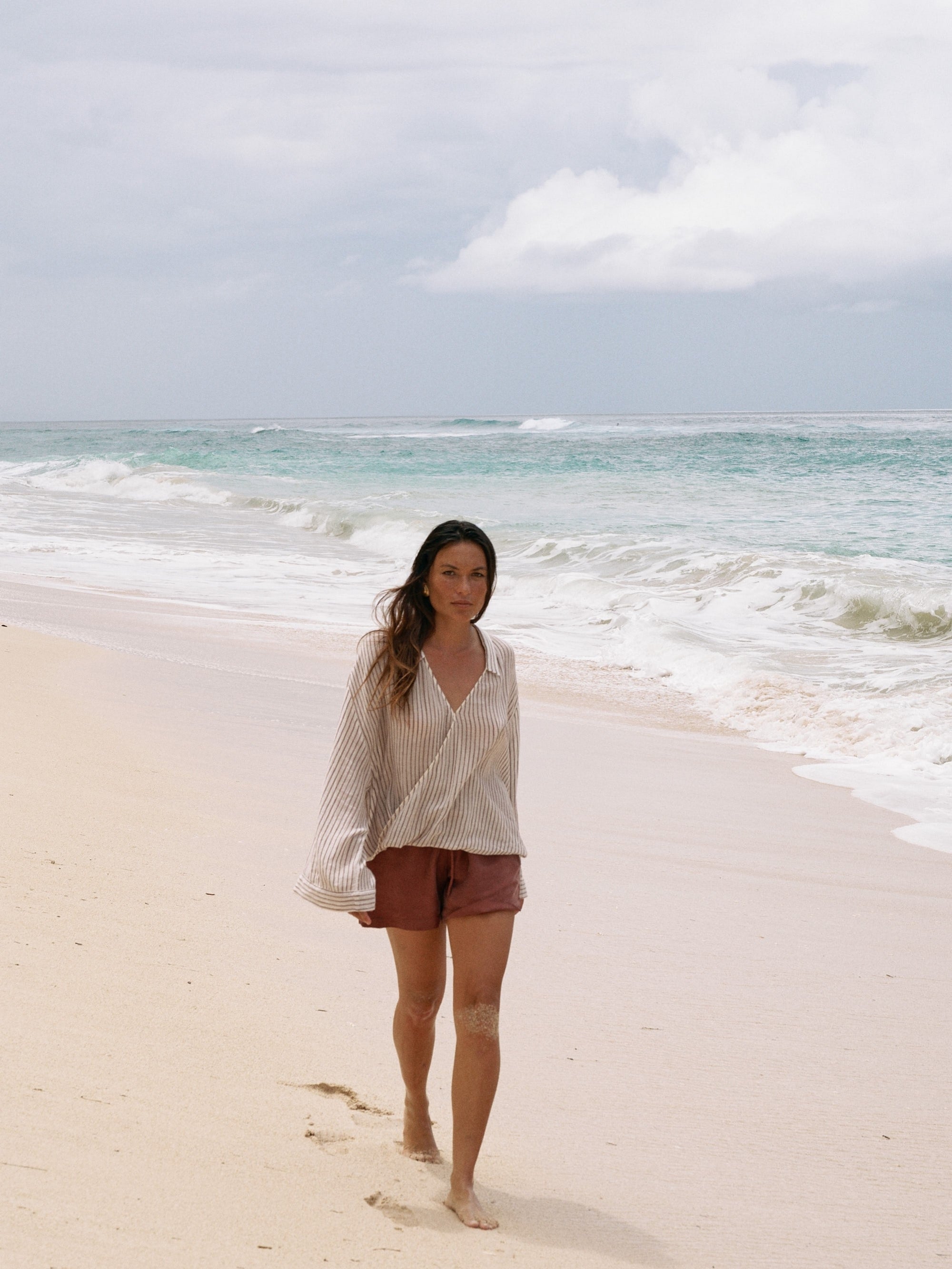 The Handloom Sade Top - Burgundy Stripes