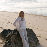 The Handloom Lucid Flow Tie Pants - Sand
