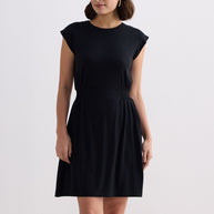 Reistor Short Dress With Smocking Side Detail in Black