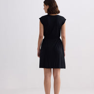 Reistor Short Dress With Smocking Side Detail in Black