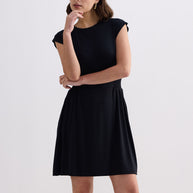 Reistor Short Dress With Smocking Side Detail in Black