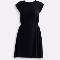 Reistor Short Dress With Smocking Side Detail in Black