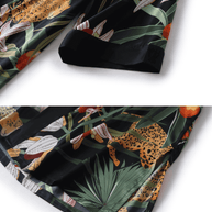 Ulivary Short Kimono Robe Black Leopard