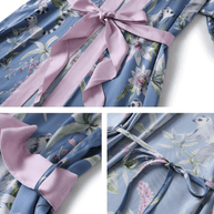 Ulivary Short Kimono Robe Blue Forest