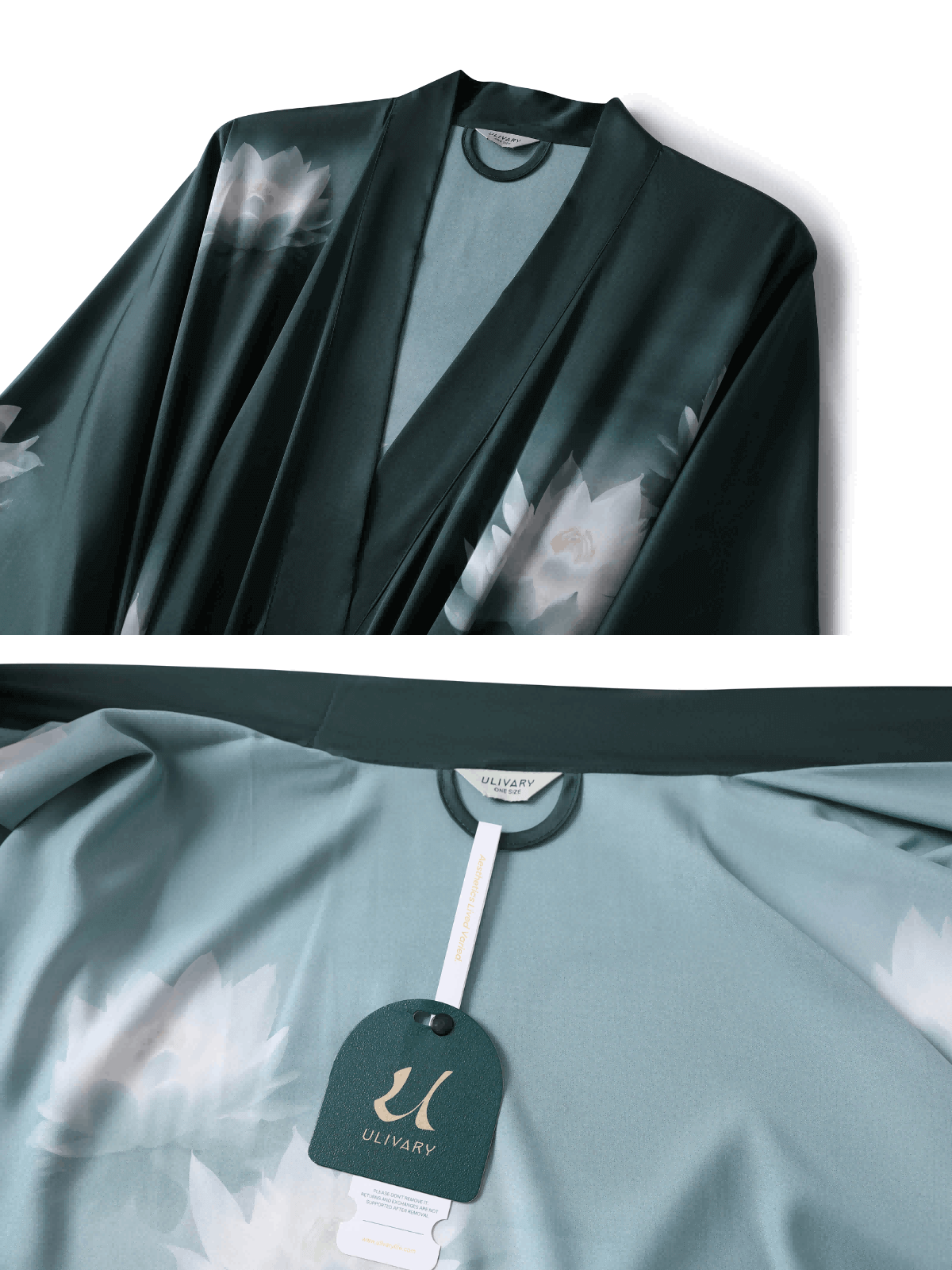 Ulivary Short Kimono Robe Golden Lotus