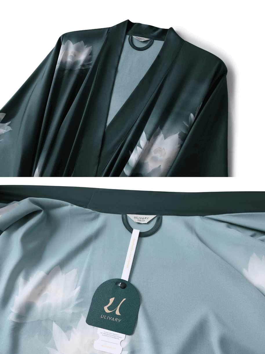 Ulivary Short Kimono Robe Golden Lotus