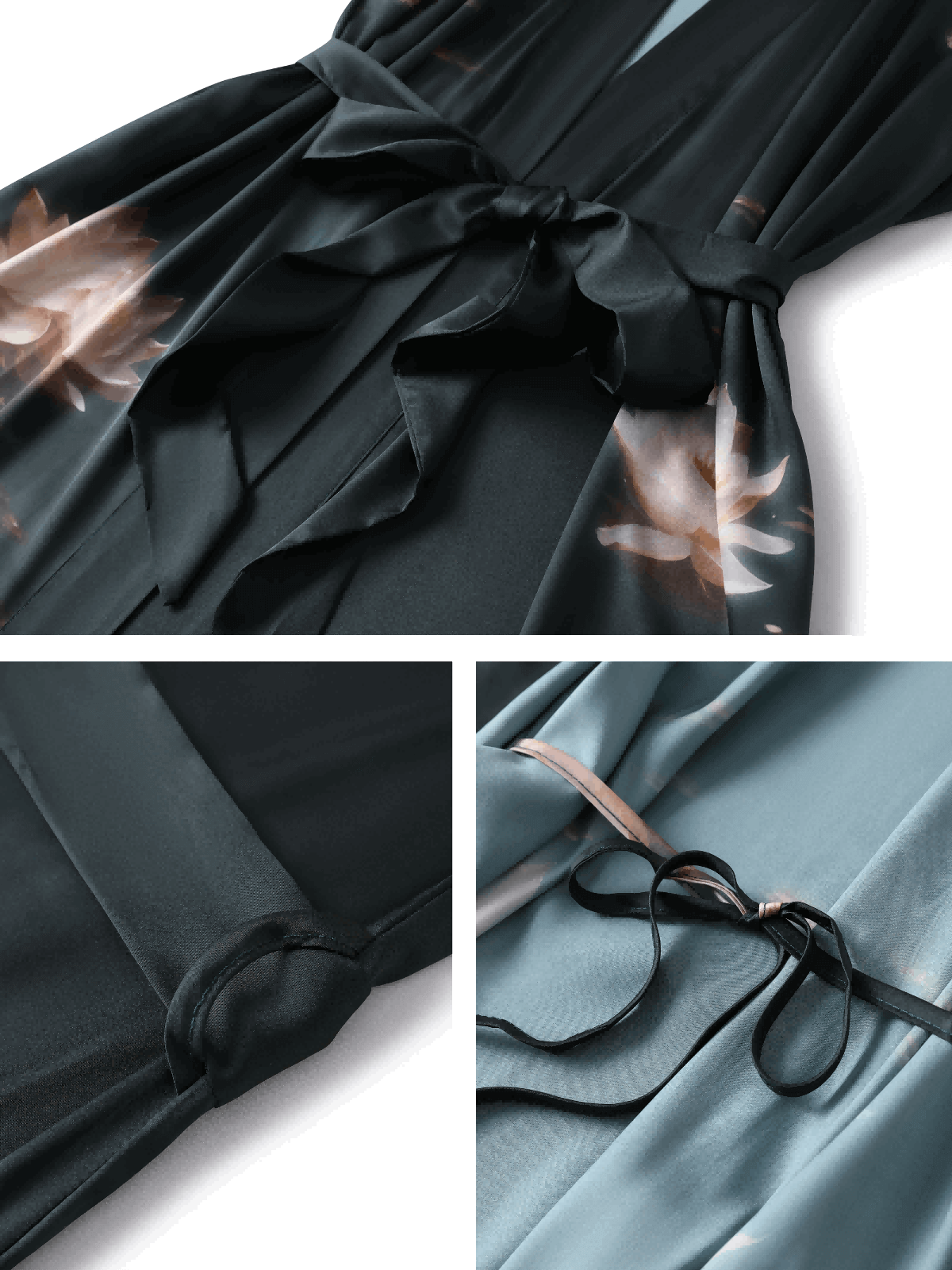 Ulivary Short Kimono Robe Golden Lotus
