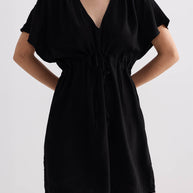 Reistor Short Gathered Dress in Black