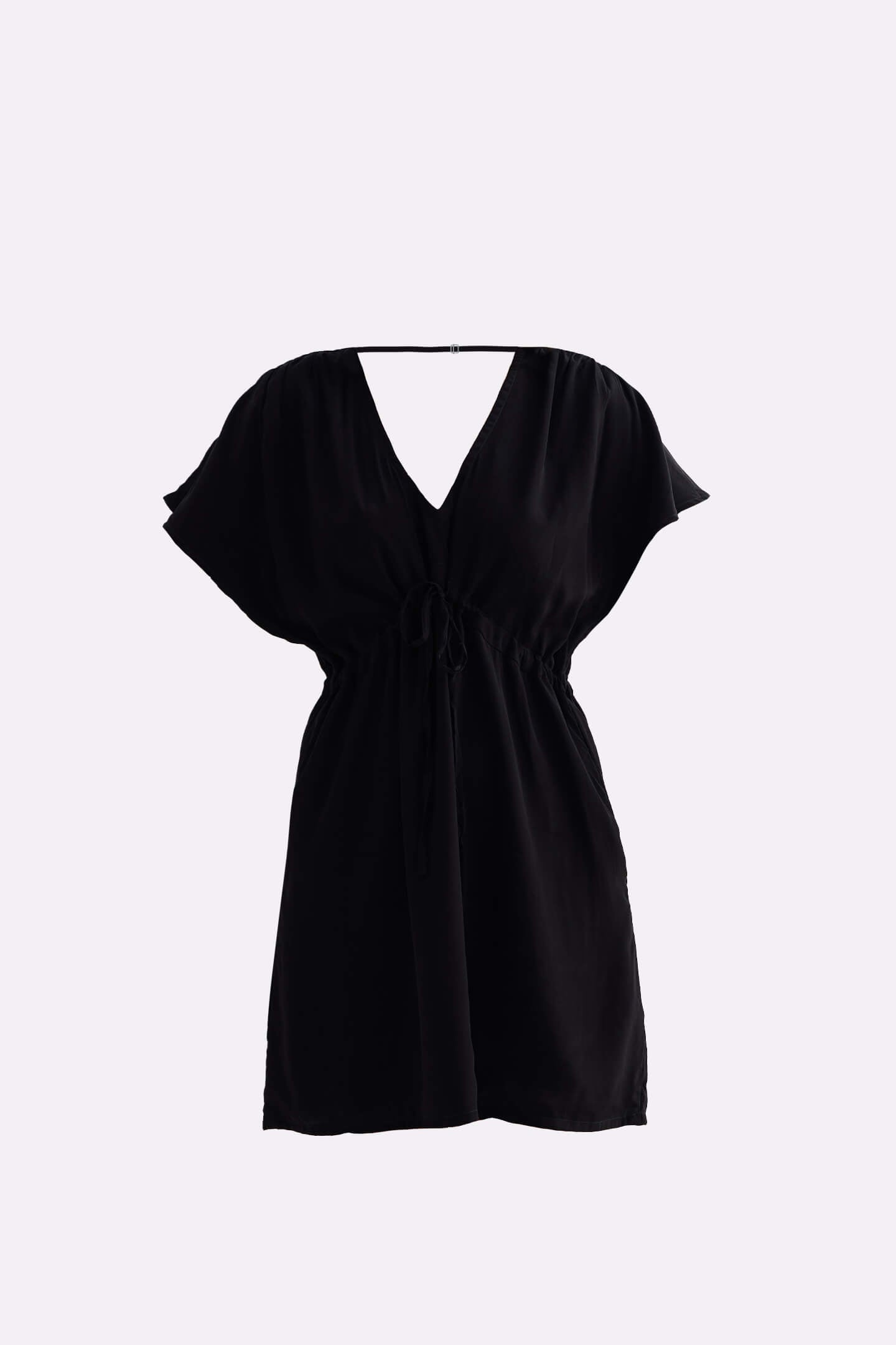 Reistor Short Gathered Dress in Black