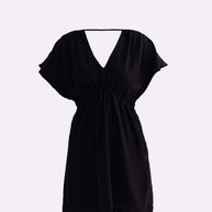 Reistor Short Gathered Dress in Black