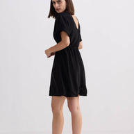 Reistor Short Gathered Dress in Black