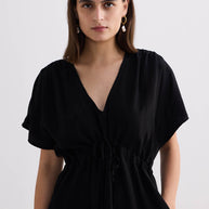 Reistor Short Gathered Dress in Black