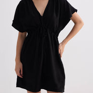 Reistor Short Gathered Dress in Black
