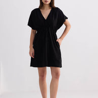 Reistor Short Gathered Dress in Black
