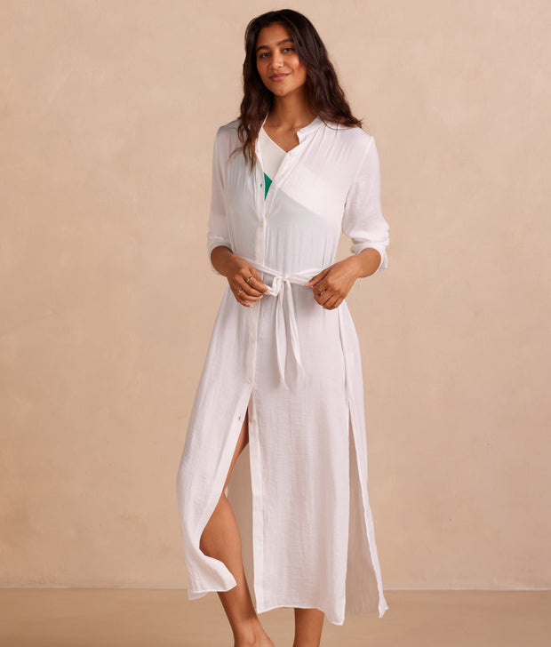 The Silky Luxe Long Effortless Shirtdress Cover-Up