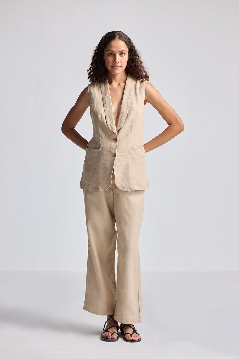 Reistor Sleeveless Hemp Jacket Set