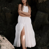 Reistor Sleeveless embroidered tiered maxi dress
