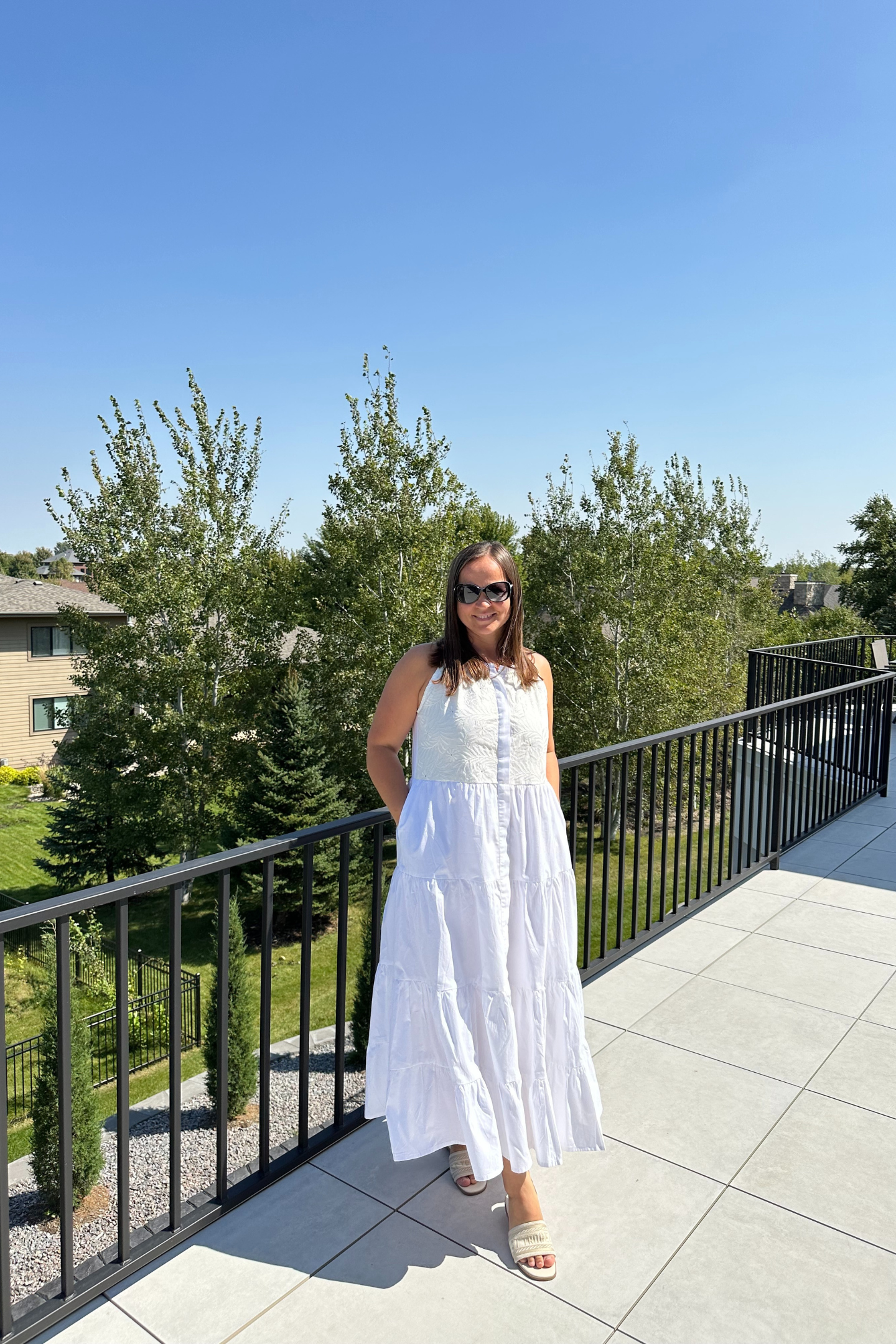 Reistor Sleeveless embroidered tiered maxi dress