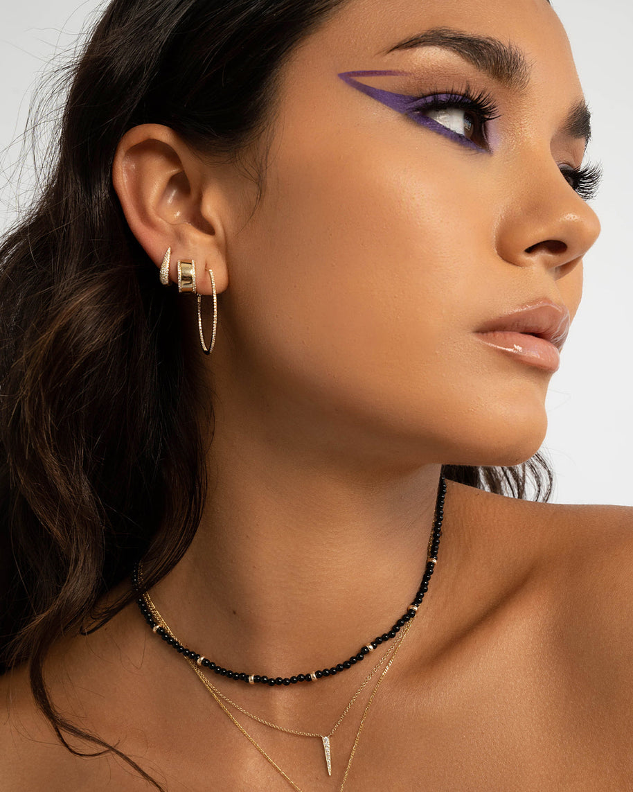 Zoe Lev Diamond Thick Huggie Earrings