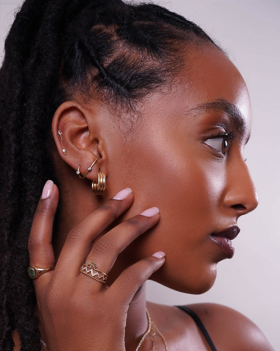 Zoe Lev Diamond Bezel Hoop Earrings