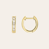 Zoe Lev Stacked Baguette Diamond Huggie Earrings