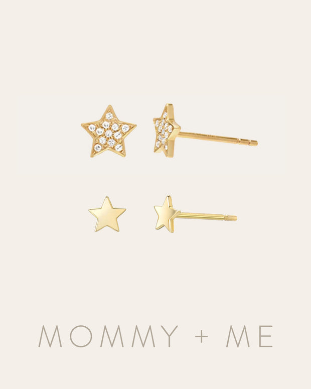 Zoe Lev Diamond And Mini Star Studs - Mommy + Me