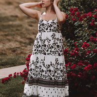 Reistor Strappy Tiered Maxi Dress in Florals