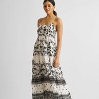 Reistor Strappy Tiered Maxi Dress in Florals