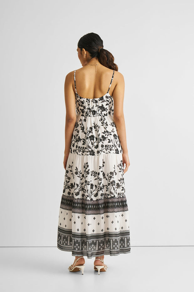 Reistor Strappy Tiered Maxi Dress in Florals